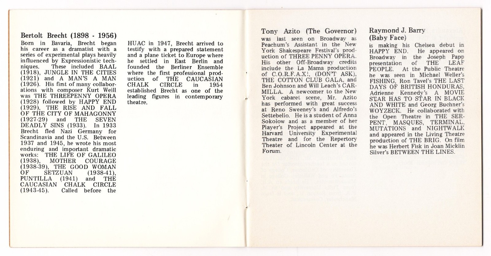 Meryl Streep “HAPPY END” Christopher Lloyd / Kurt Weill 1977 Tryout Playbill