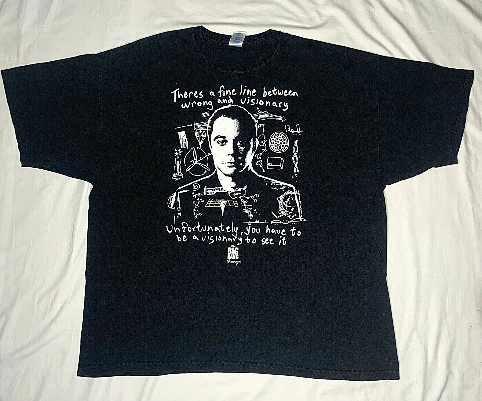 The Big Bang Theory Mens Sheldon Wrong or Visionary T-Shirt Black Size XXL