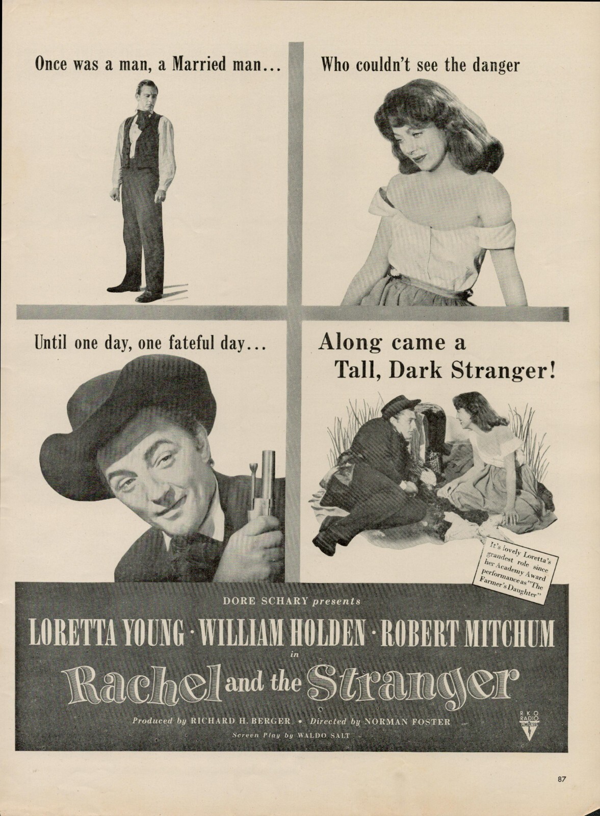 1948 Movie Rachel And The Stranger 1940s Vintage Print Ad Loretta Young Holden
