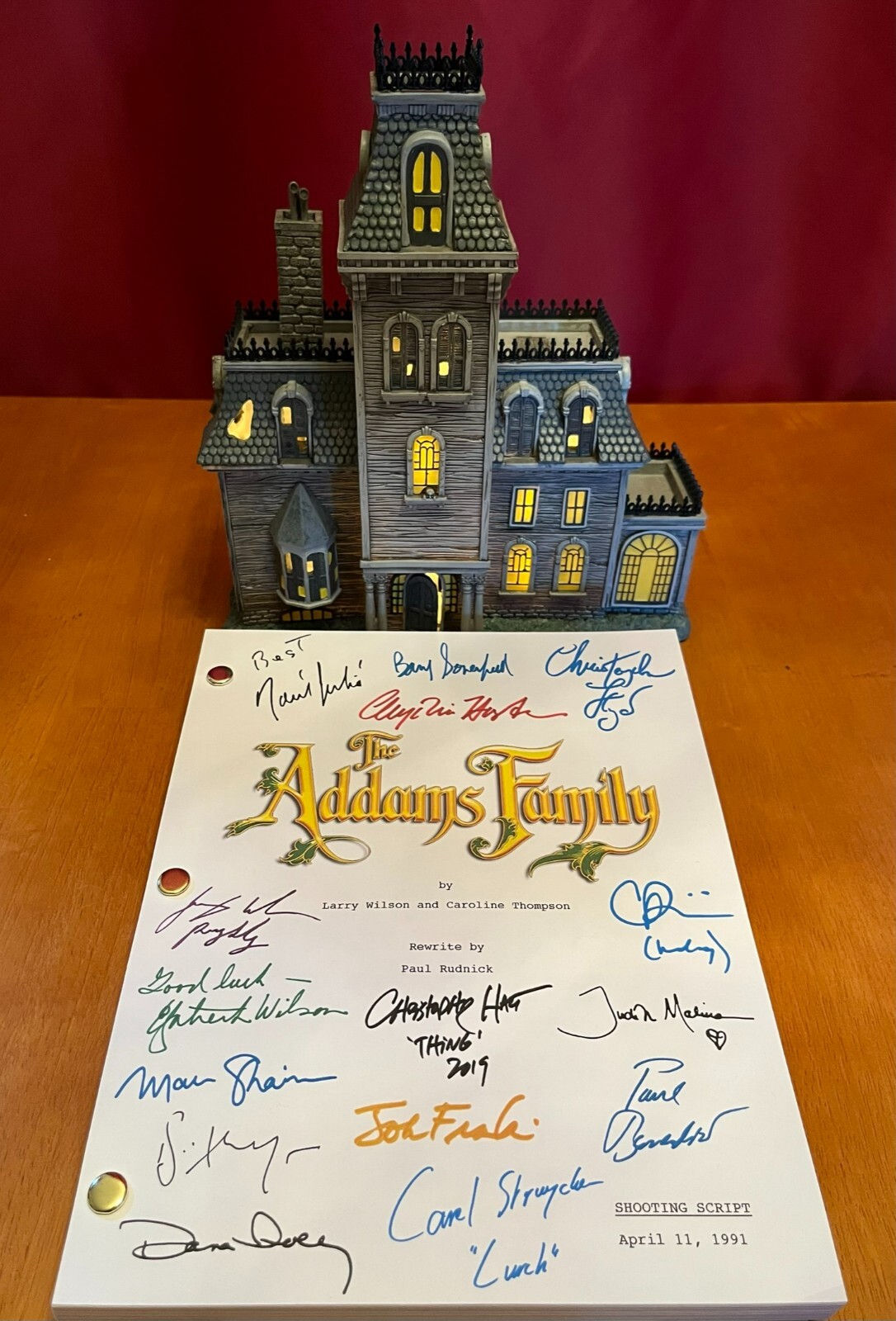 The Addams Family Script Cast-Signed- Autograph Reprints- 1991 Movie