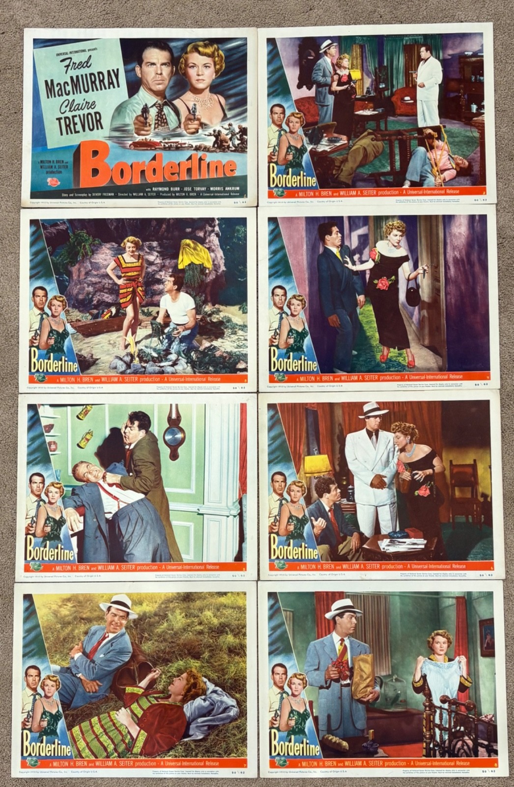 BORDERLINE ‘50 FRED MACMURRAY CLAIRE TREVOR RAYMOND BURR FILM NOIR LCS