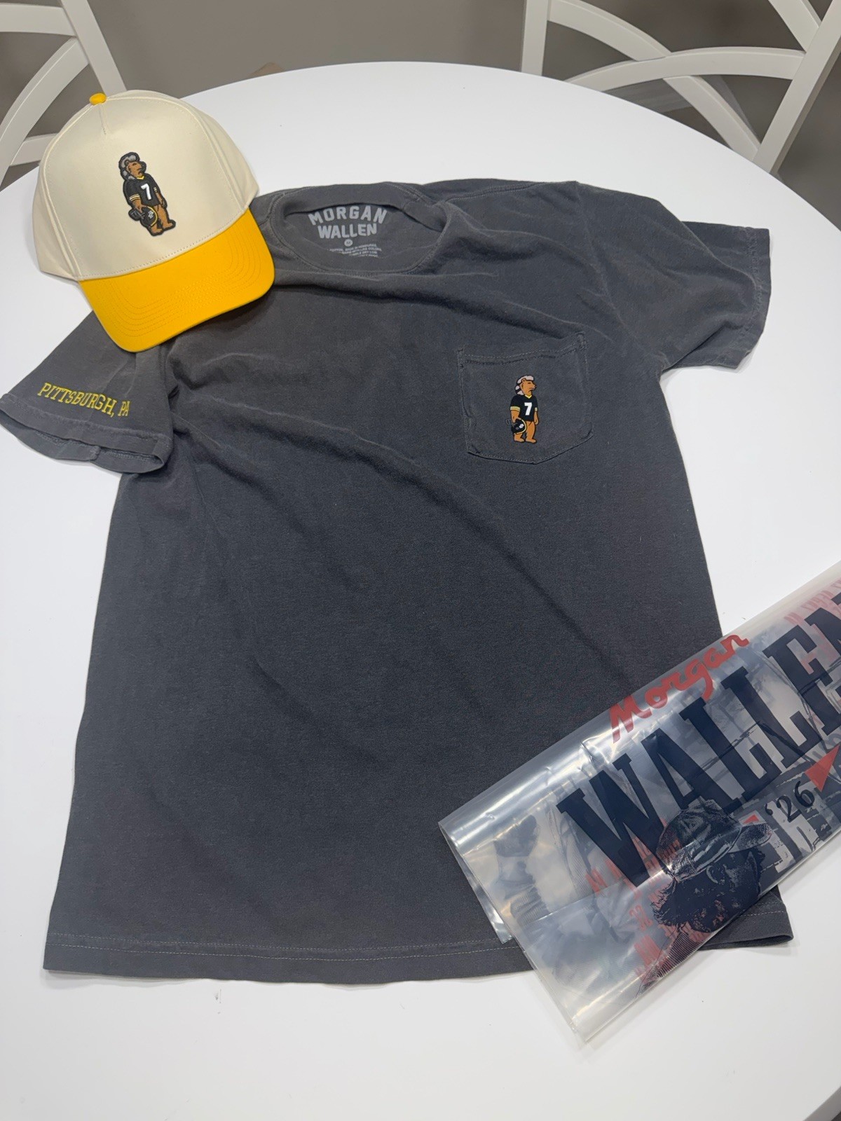 Morgan Wallen Pittsburg Norris MEDIUM shirt And Hat Bundle AUTHENTIC MERCH