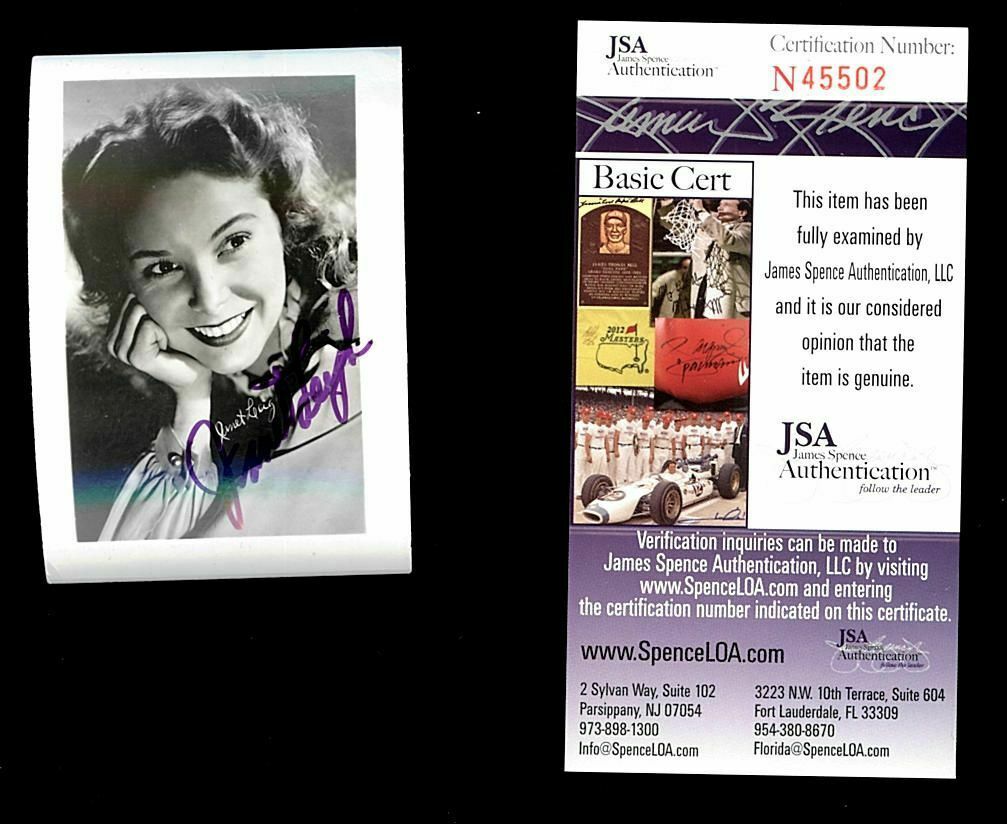 JANET LEIGH SIGNED JSA “PSYCHO” 2 1/2 X3 1/2 AUTHENTICATED #N45502