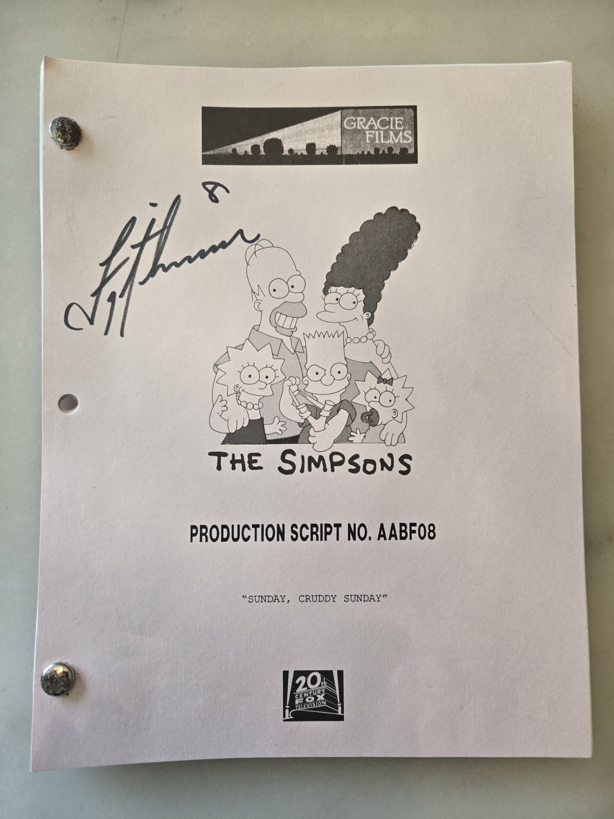 RARE Vintage Signed Troy Aikman THE SIMPSONS Script