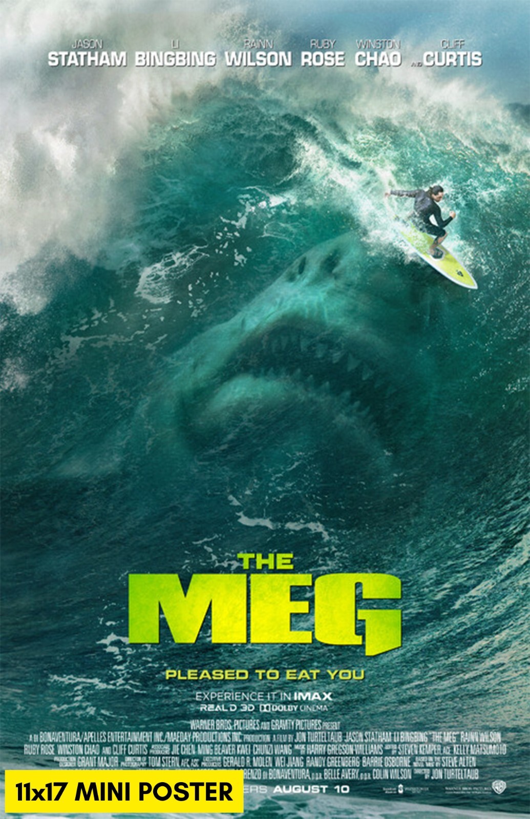 The Meg (2018) Movie Poster 11×17 Shark Jaws Horror Action