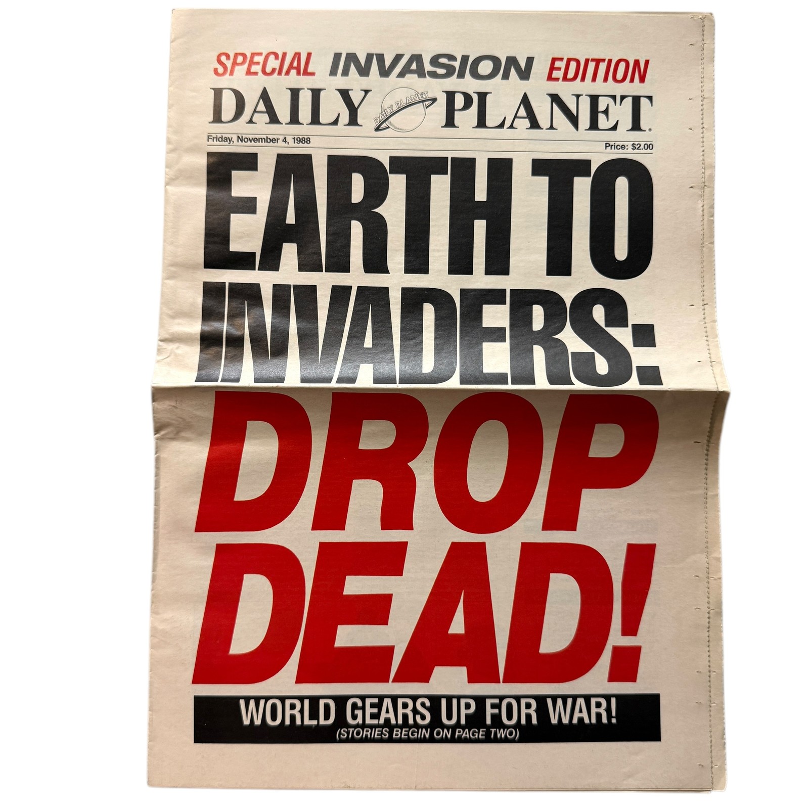 Daily Planet Special Invasion Edition Newspaper Nov 4 1988 Superman Movie Prop