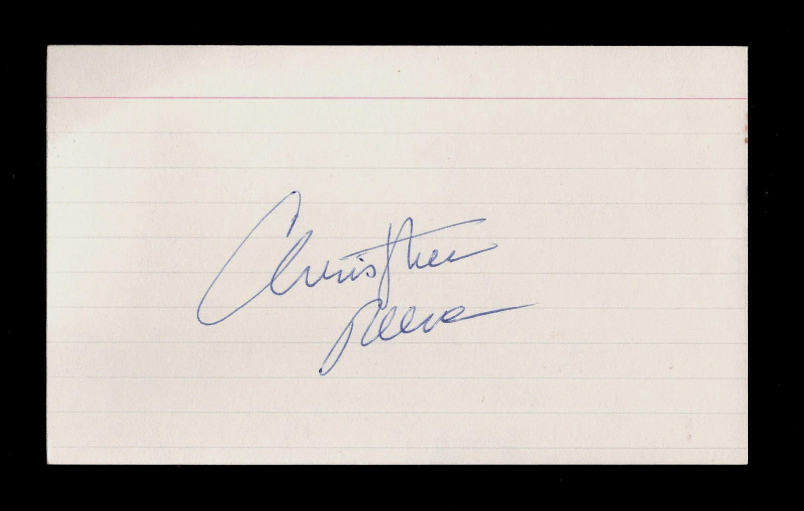 CHRISTOPHER REEVE SUPERMAN SIGNED 3X5 INDEX CARD PSA/DNA AUTOGRAPH GRADE 8 RARE!