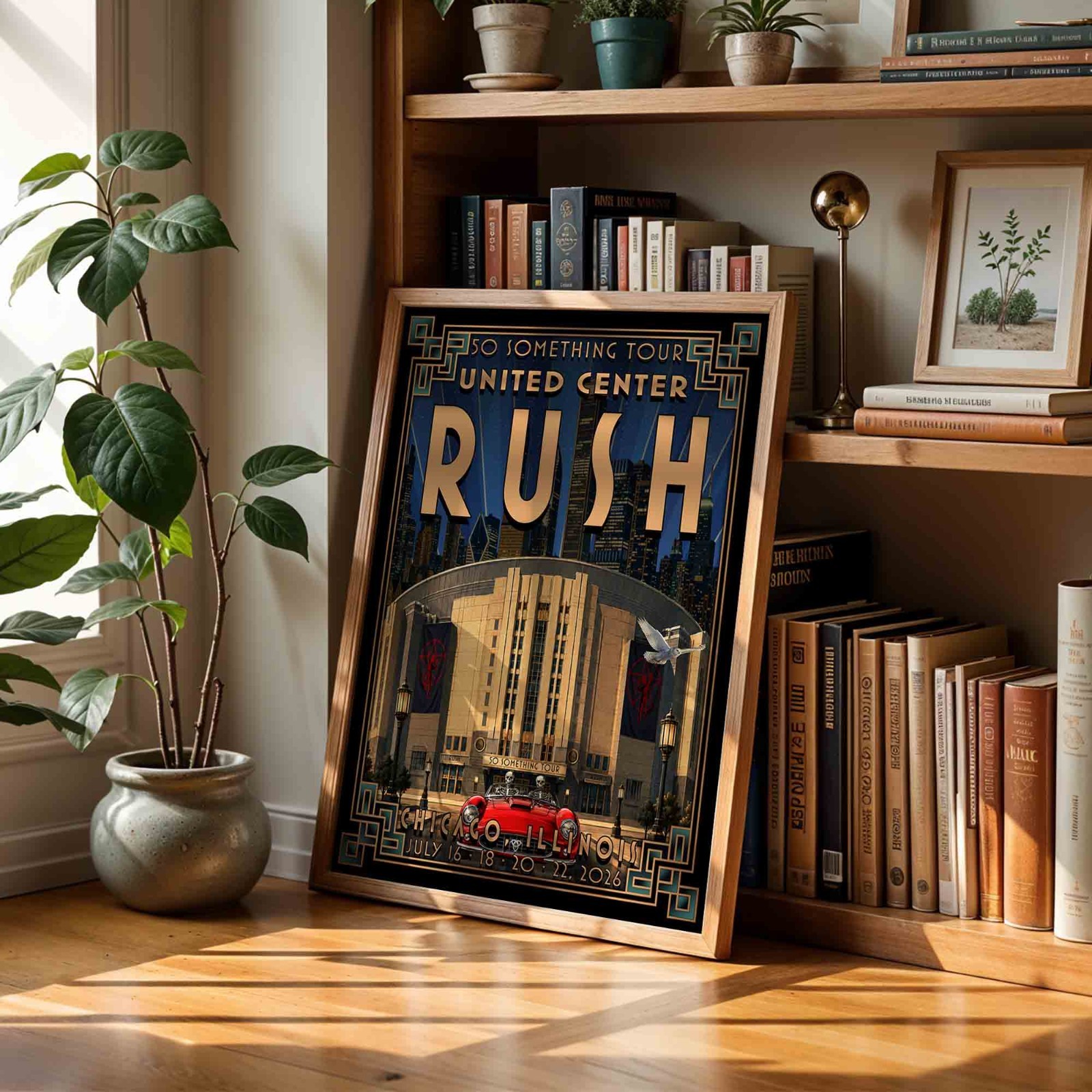 Rush Poster | 50 Something Tour Chicago Concert Art Deco Print