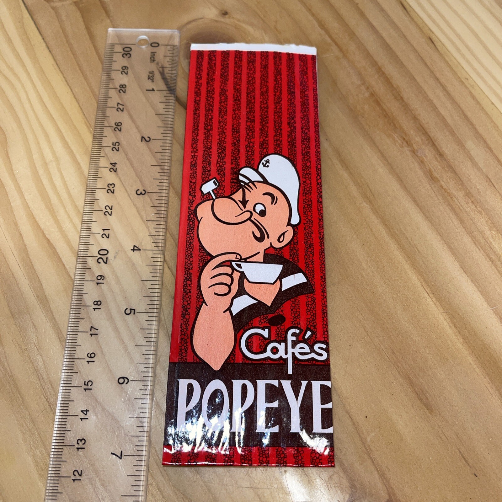 Vintage Cafe’s POPEYE Coffee Bag Paper Sack Unused 7 1/8” X 2 5/16” Very Nice