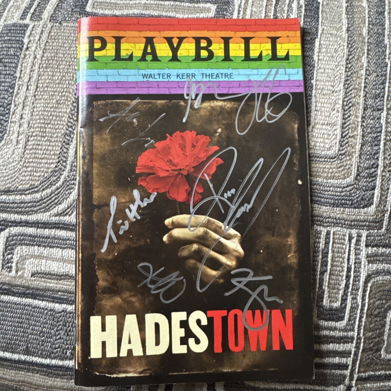 Reeve Carney Signed Pride Hadestown Broadway Playbill autograph Pride