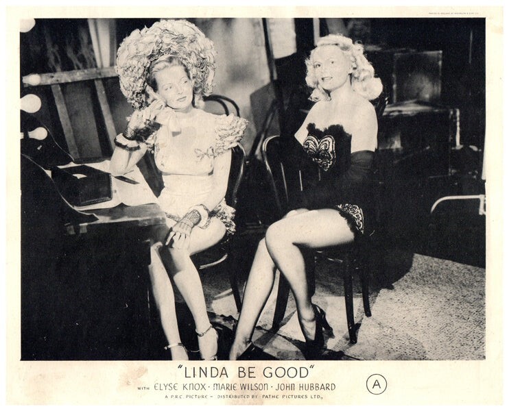 Linda Be Good Original Lobby Card 1947 Elyse Knox Marie Wilson leggy showgirl