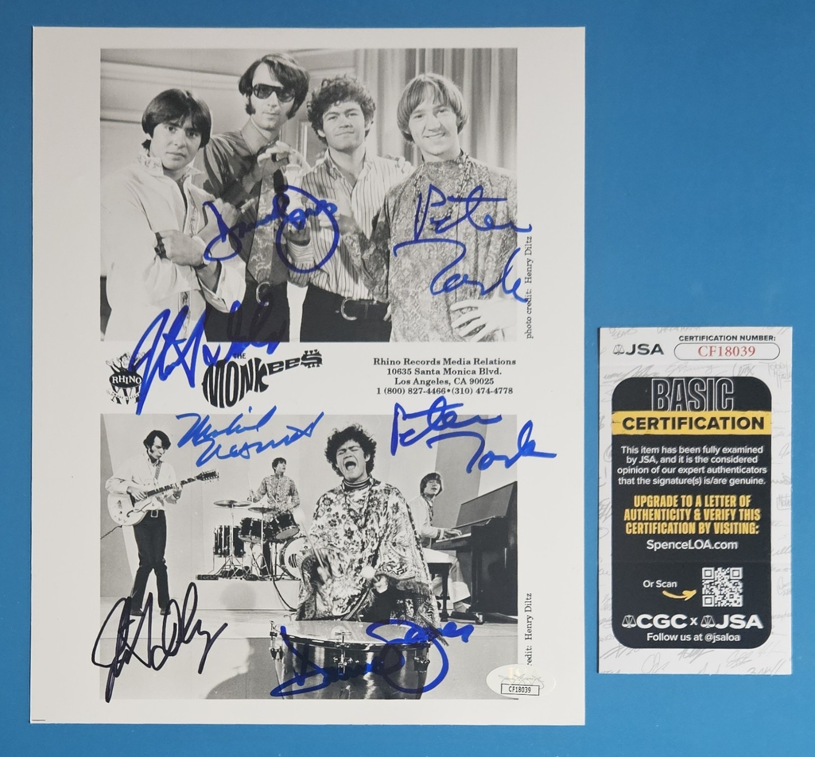 THE MONKEES COMPLETE X4 X7 SIGNED 8″X10″ PHOTO JSA COA JONES NESMITH TORK DOLENZ