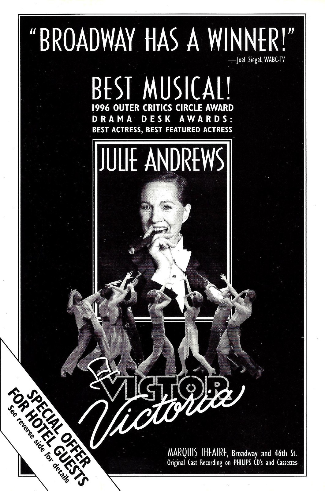Julie Andrews “VICTOR / VICTORIA” Tony Roberts / Michael Nouri 1996 Postcard