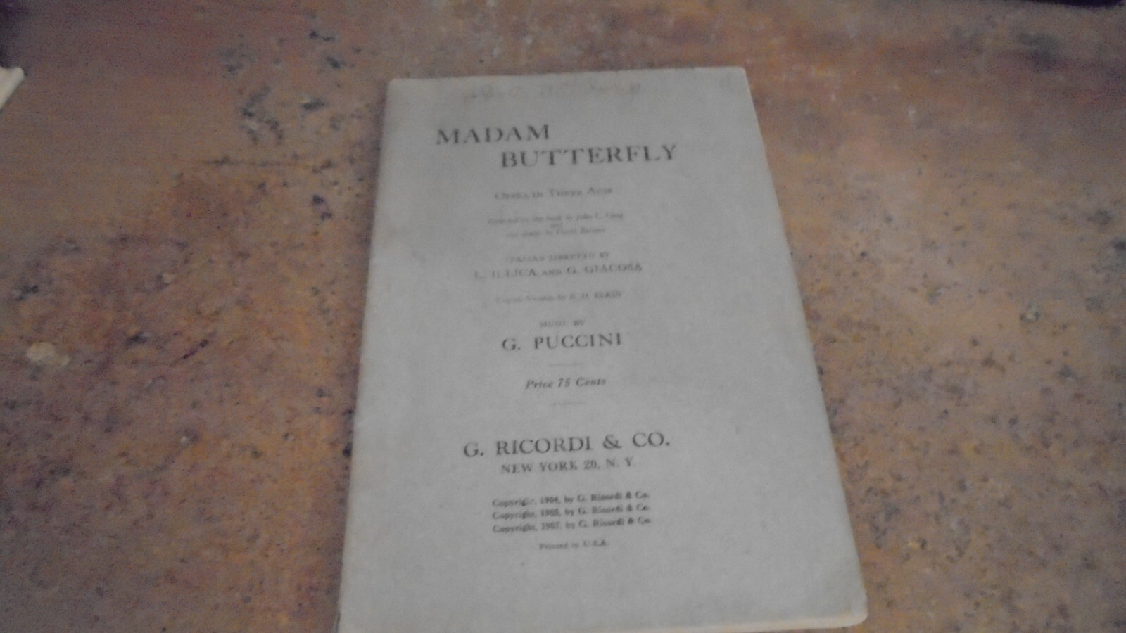 Madam Butterfly G Puccini 1907 trade paperback