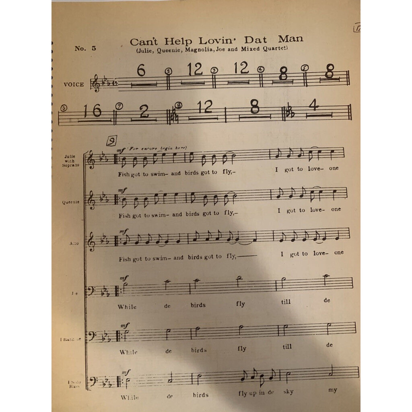 Show Boat Chorus – Music Sheets