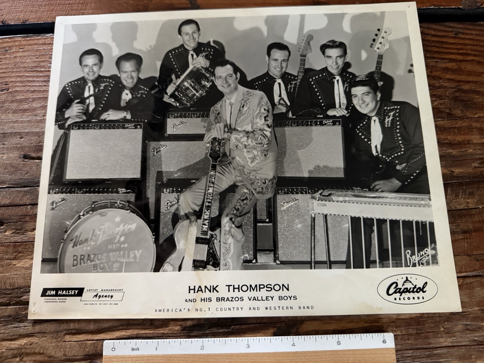 Vintage Hank Thompson Brazos Valley Boys Capitol Records Promo Photo Fender