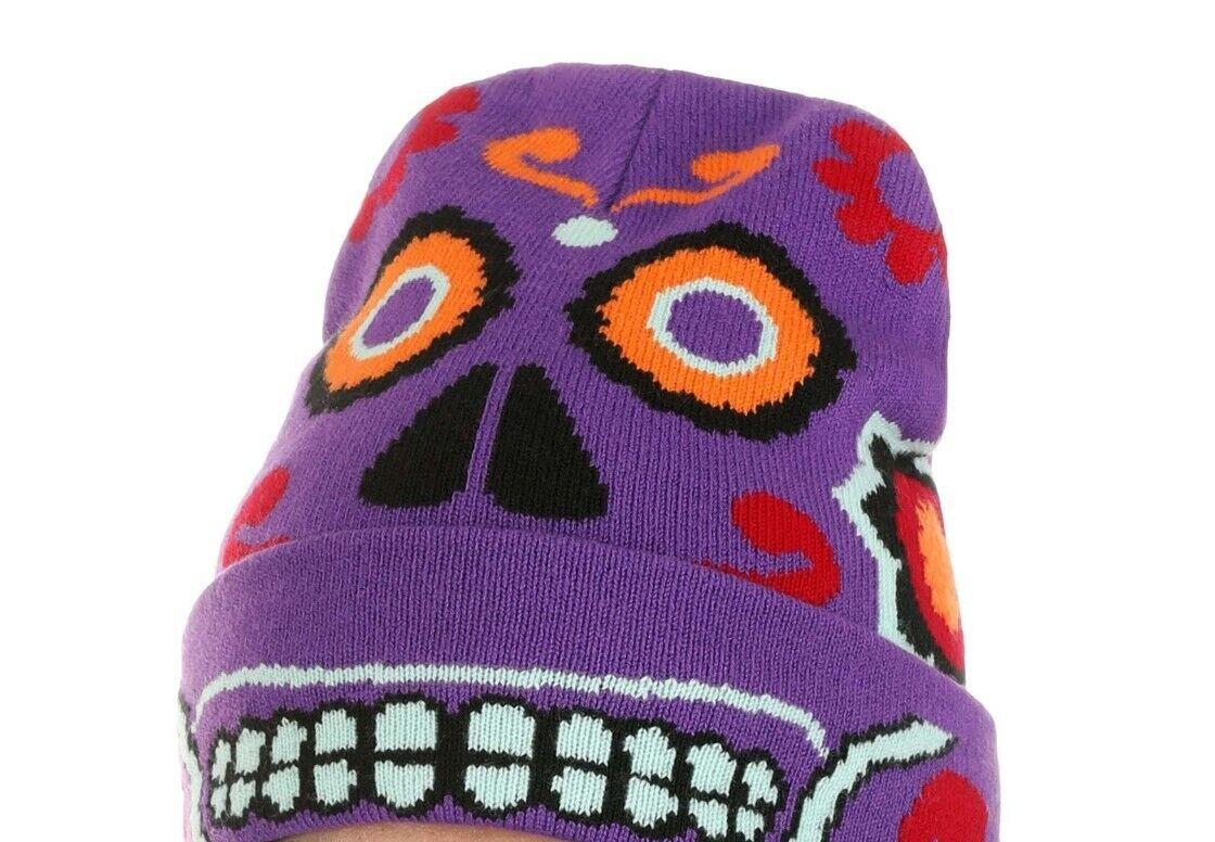 MIP- Day of the Dead Knit sugar skull graphics Beanie for Adults
