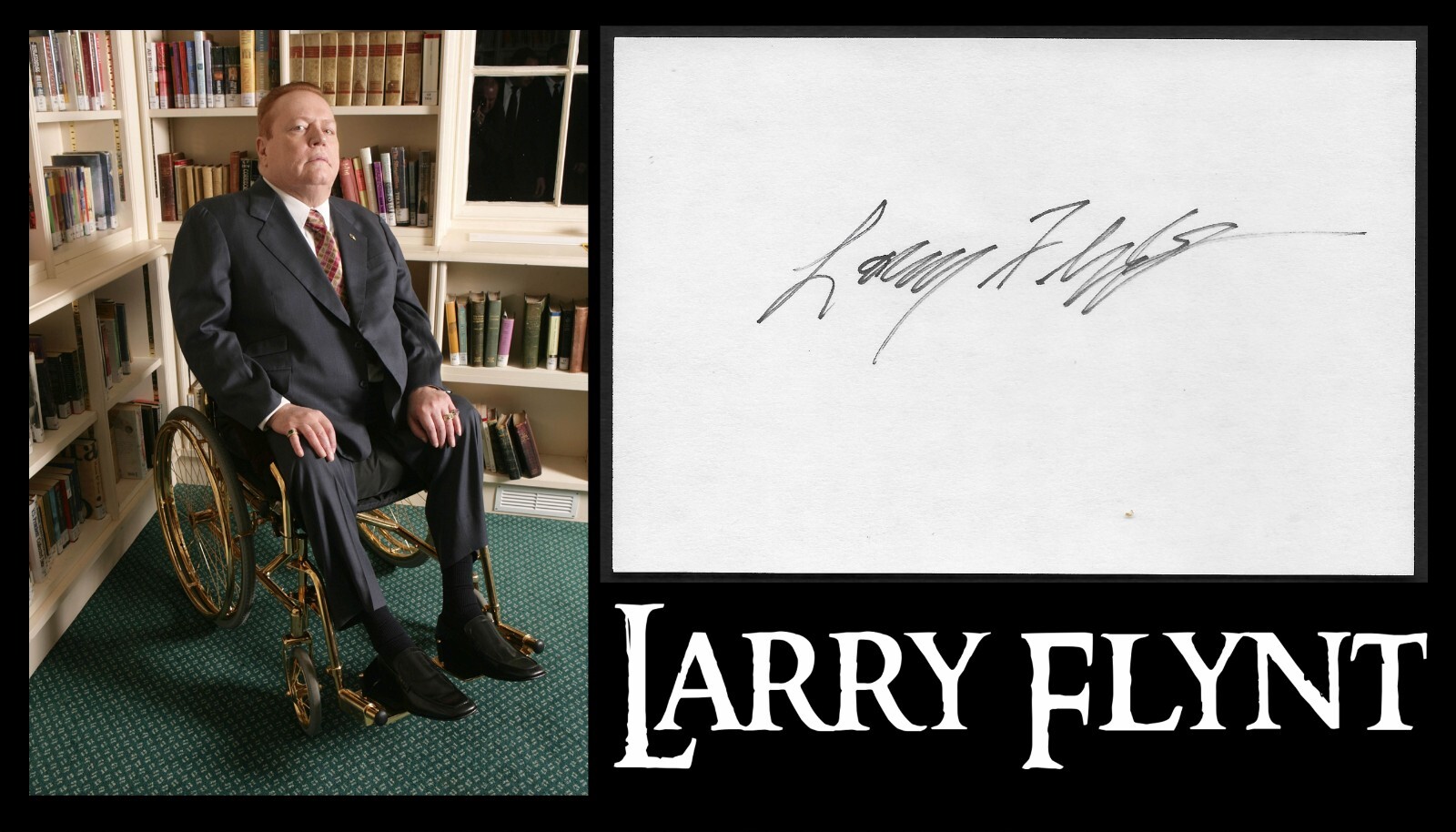 LARRY FLYNT – Authentic Autograph Signed Signature Card HUSTLER Am. Publisher