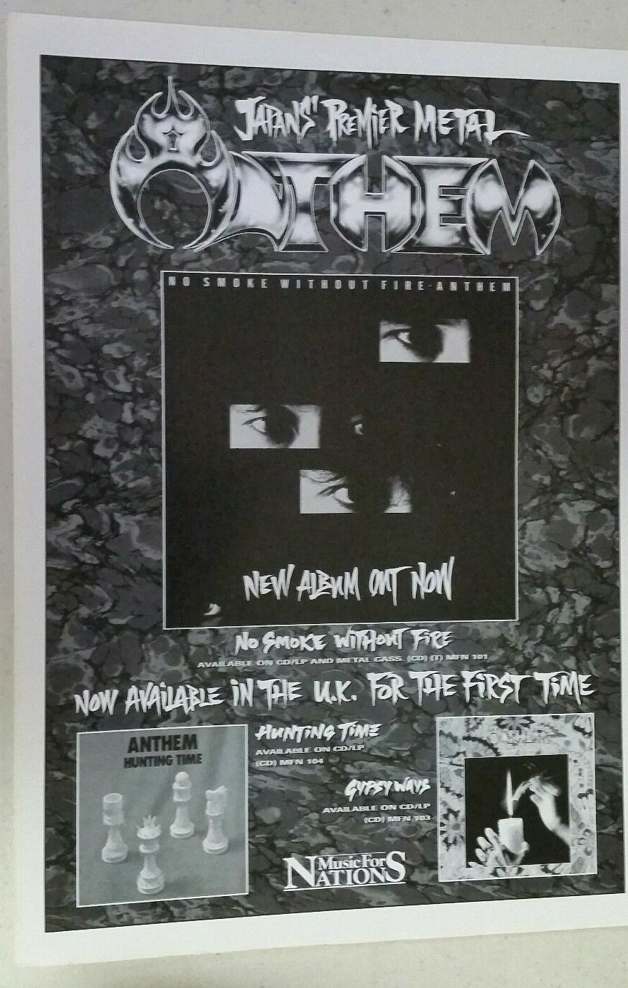 ANTHEM “No Smoke Without Fire” ~ Vintage Magazine PRINT AD Japanese metal