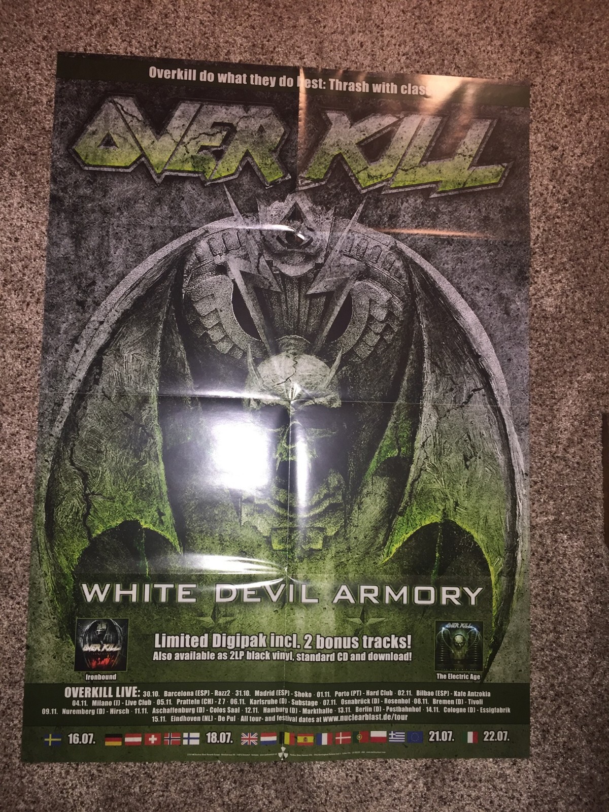 OVERKILL – WHITE DEVIL ARMORY 2014 poster factory folded mint free shipping