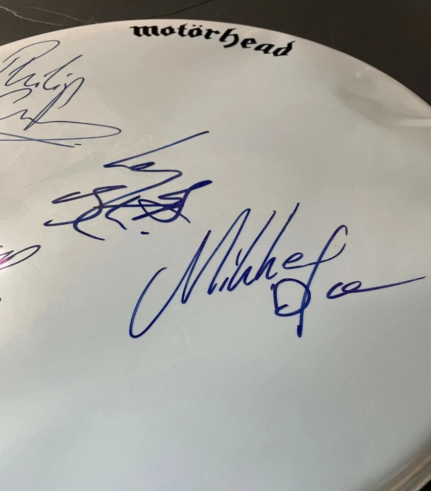 MOTORHEAD Signed Drumhead 16 Inch Drumhead Lemmy Mikkey Dee Phil Campbell