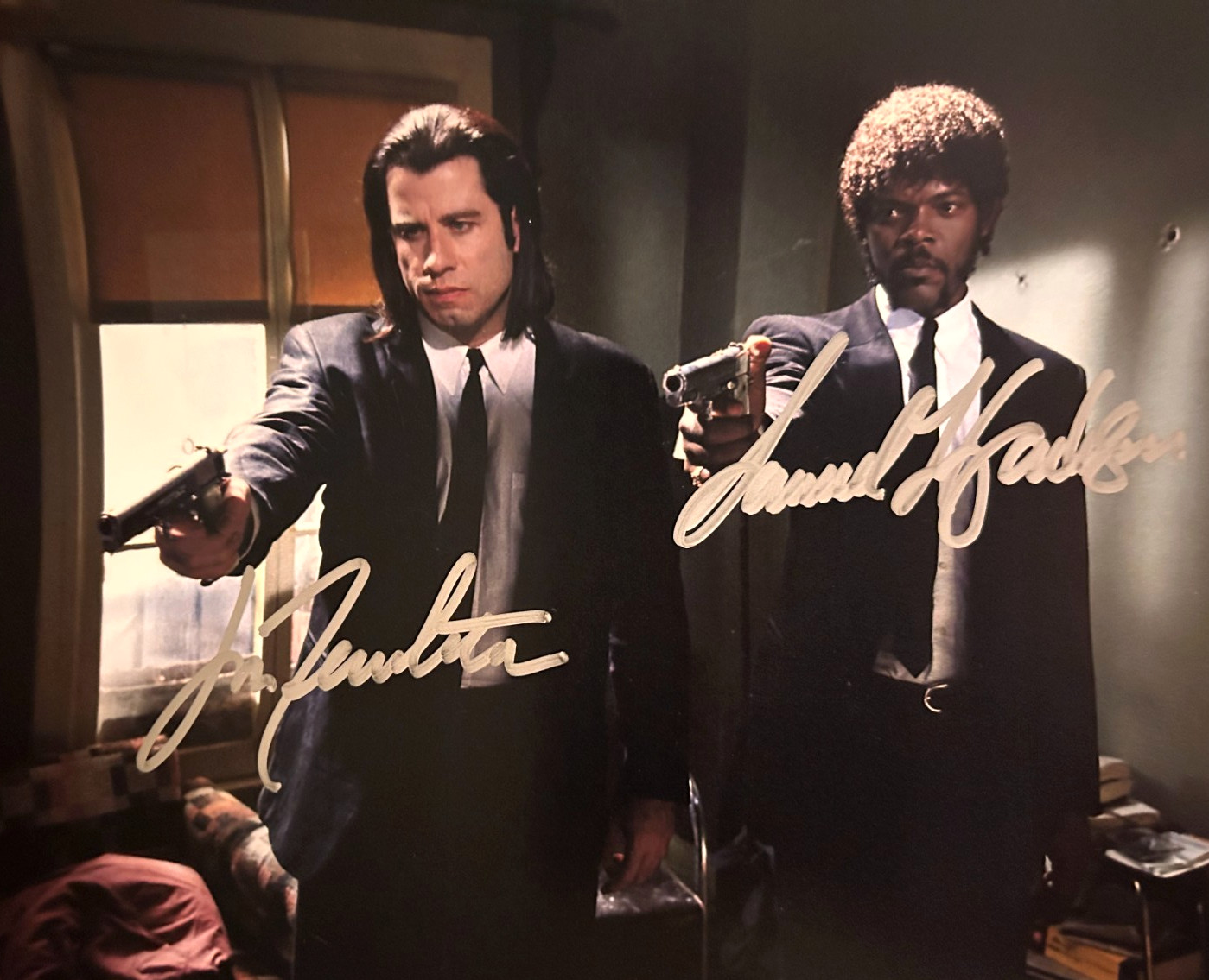 John Travolta, Samuel L. Jackson Signed 8×10″ Authentic Autograph w/COA Cert