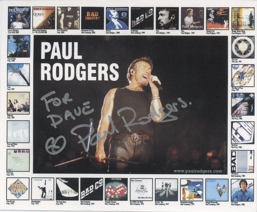 Paul Rodgers- Signed Photograph