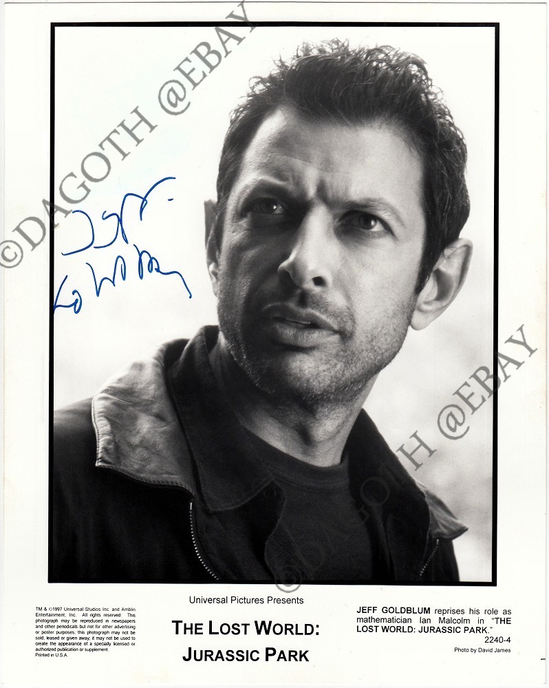 JURASSIC PARK 8×10 Photo JEFF GOLDBLUM – Ian Malcolm Lost World Autograph SIGNED
