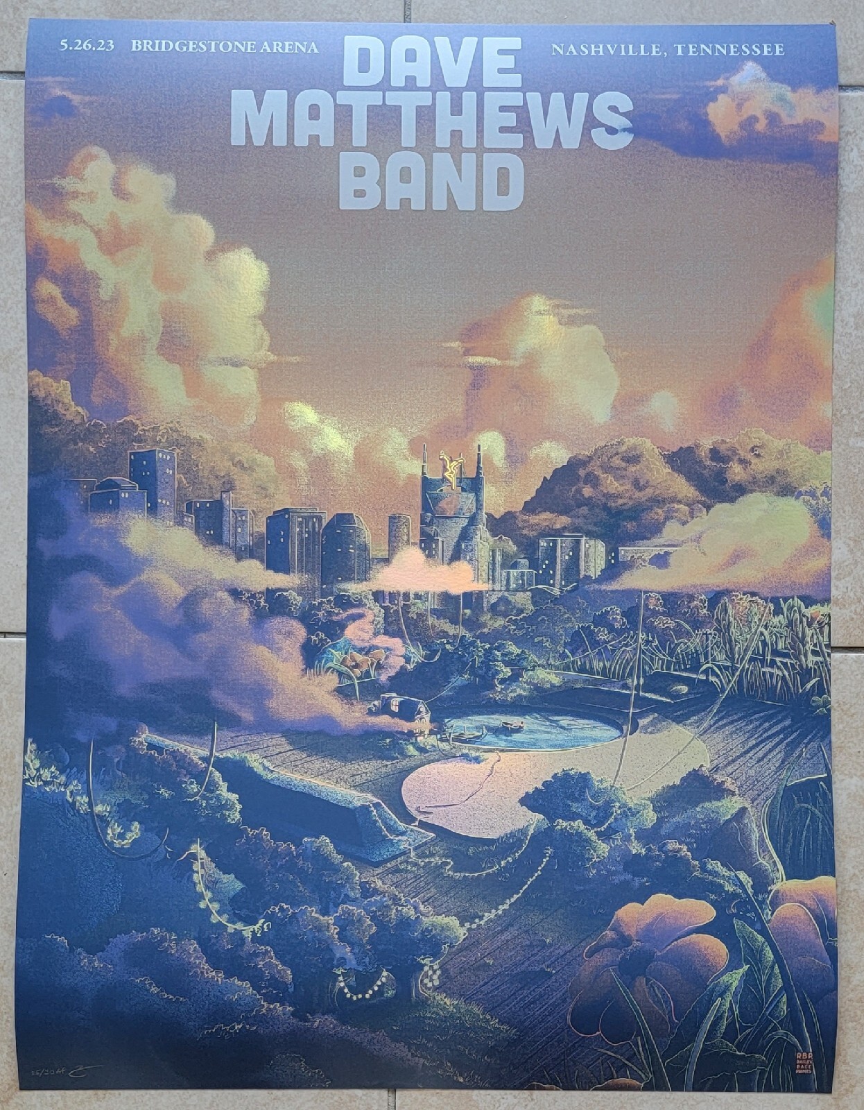 Dave Matthews Band Nashville Poster Foil A/E 25/30 2023 Bailey Race Bridgestone