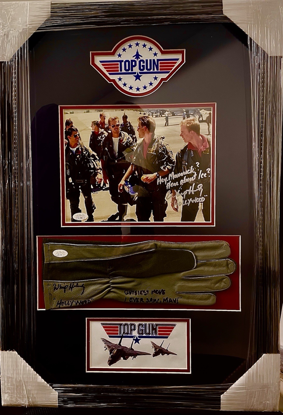 “TopGun” Replica Prop Aviator’s Glove Signed By Whip Hubley “Hollywood” JSA Cert
