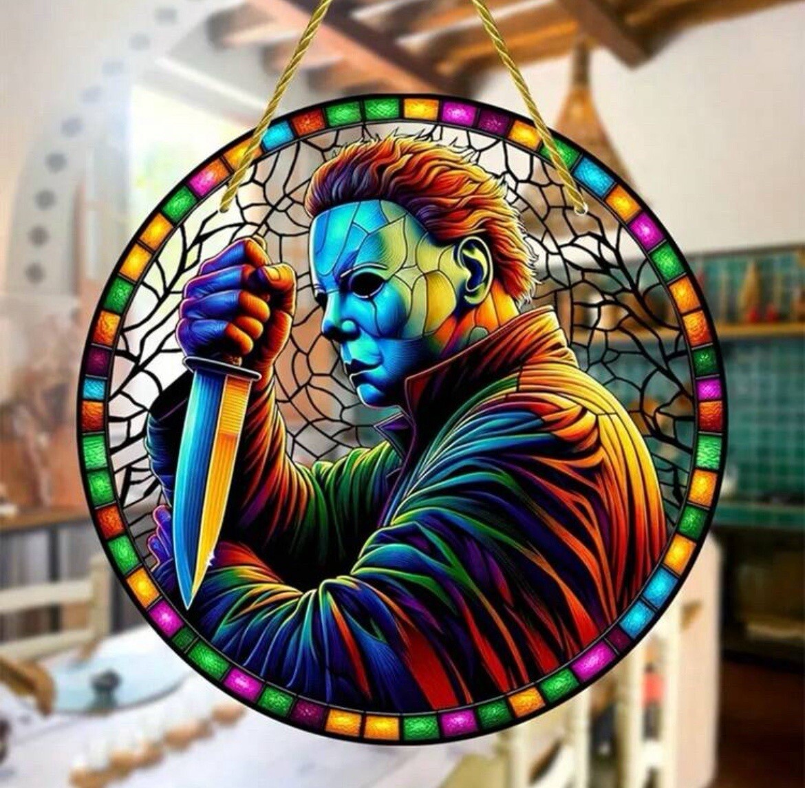 NEW Friday The 13th SUN CATCHER Acrylic JASON Stained Glass HORROR Window Decor