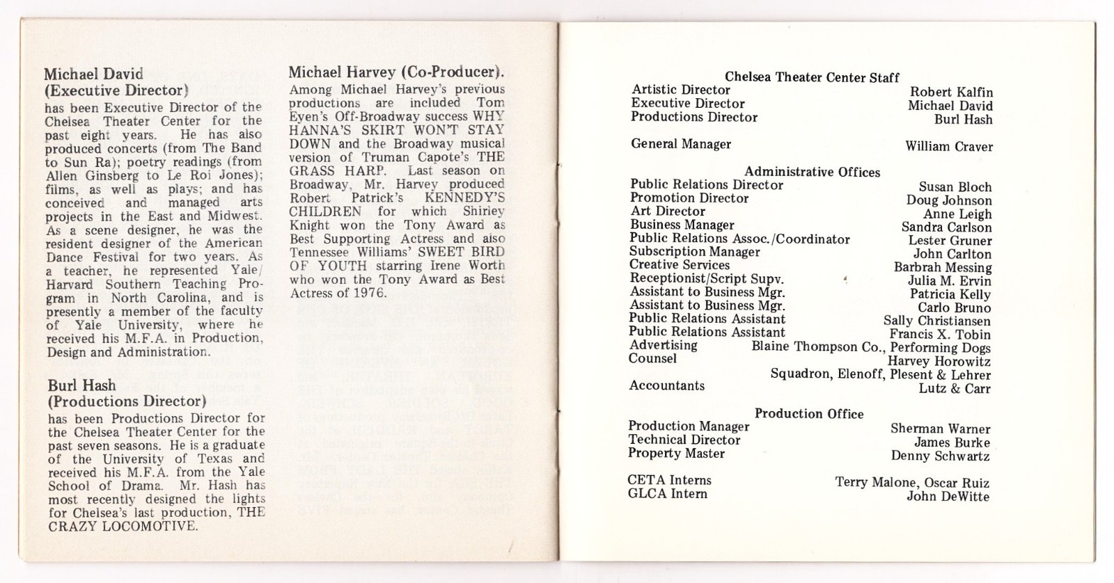 Meryl Streep “HAPPY END” Christopher Lloyd / Kurt Weill 1977 Tryout Playbill