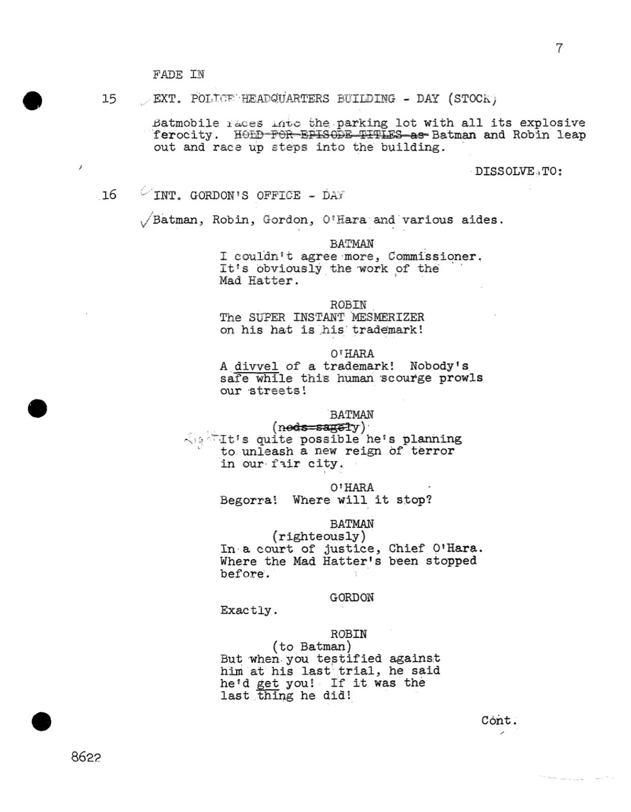 BATMAN 1966 Two-Episodes TV Script “The Thirteenth Hat” Mad Hatter – Reprint