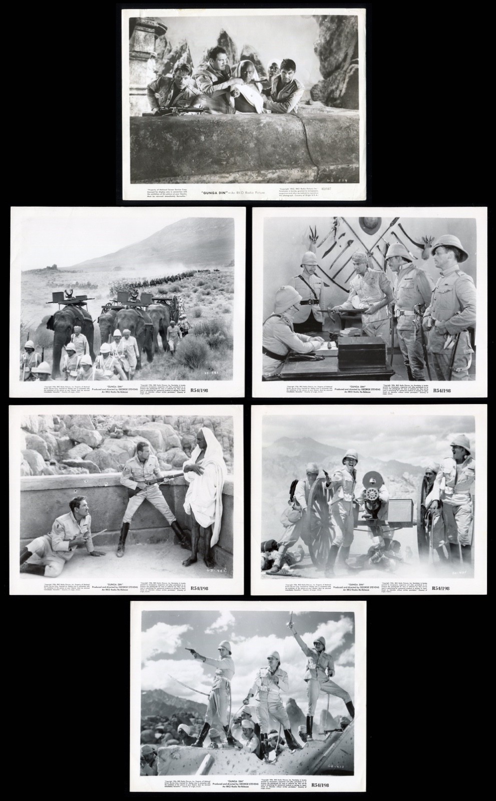 GUNGA DIN Douglas Fairbanks CARY GRANT Victor McLaglen LOT of 6 ORIGINAL PHOTOS
