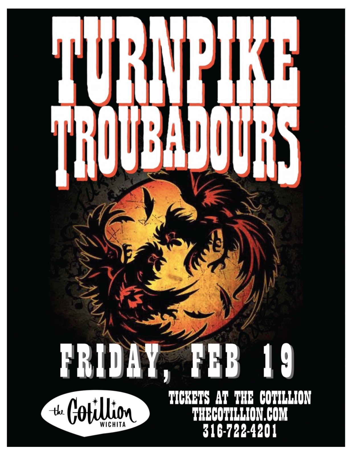 TURNPIKE TROUBADOURS 2016 WICHITA CONCERT TOUR POSTER -Country /Roots /Folk Rock