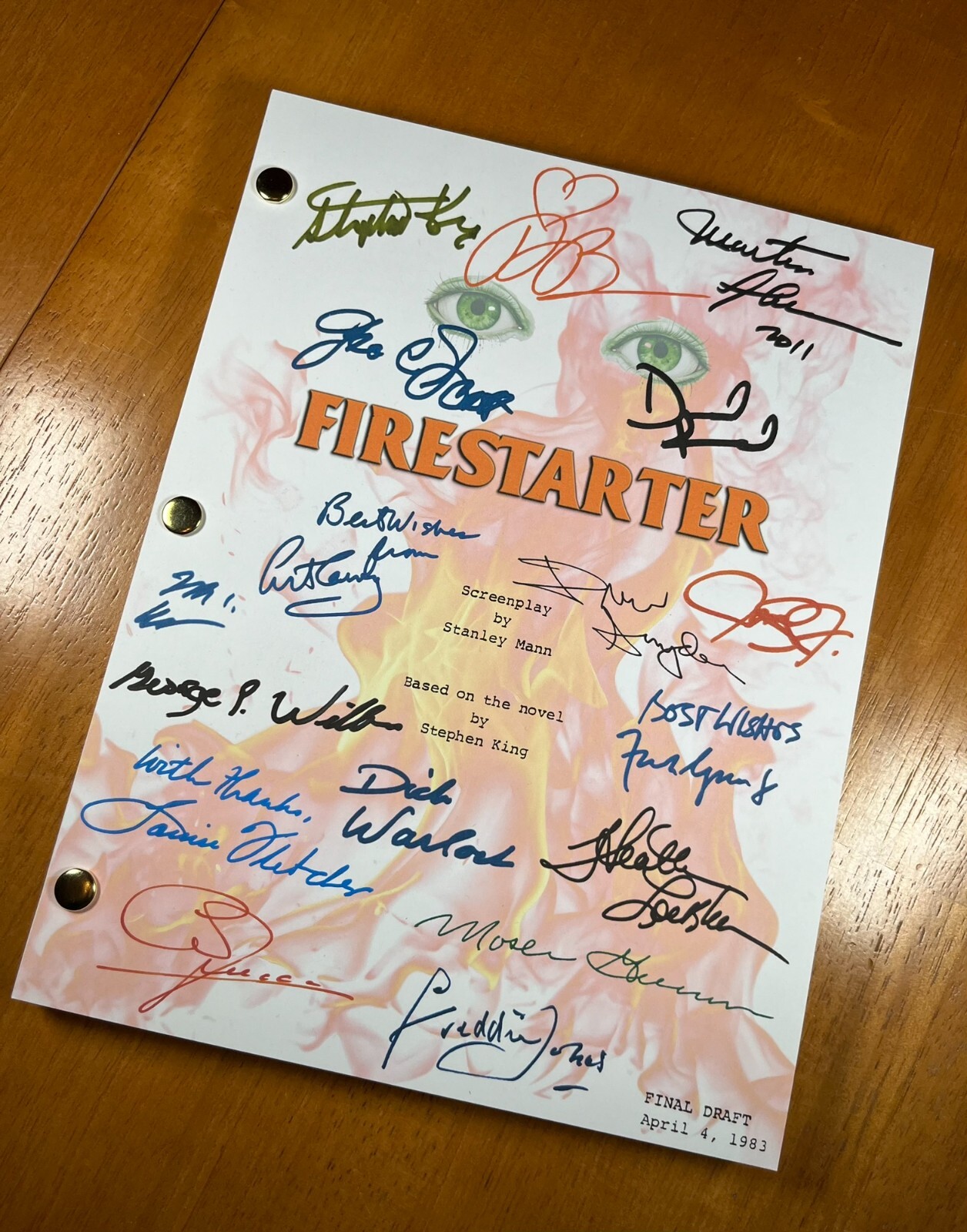 Firestarter Script Signed- Autograph Reprints- 126 Pages- Stephen King- Horror