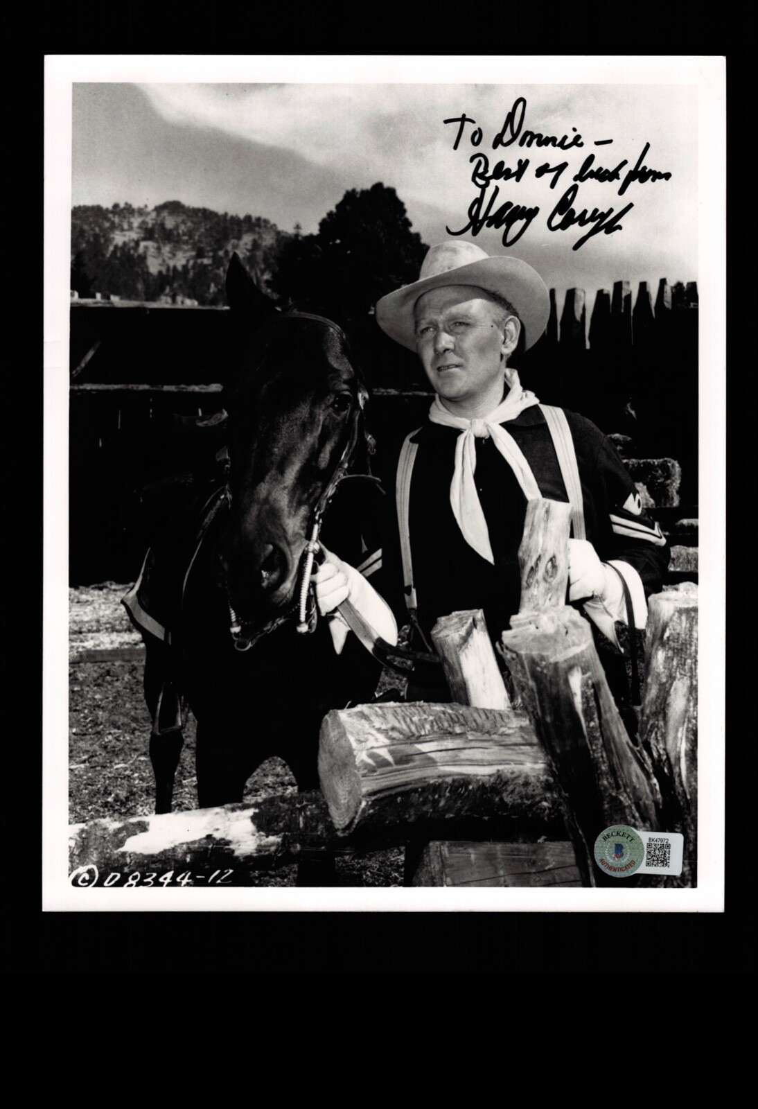 HARRY CAREY JR. SIGNED PHOTO 8X10 BECKETT AUTHENTICATED COA JOHN WAYNE SIDEKICK