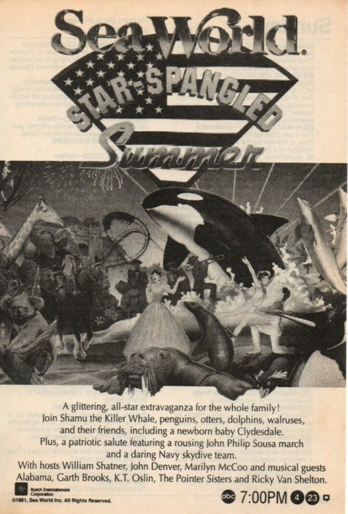 Sea World Star Spangled Summer 1991 Picture Print Ad Clipping Page