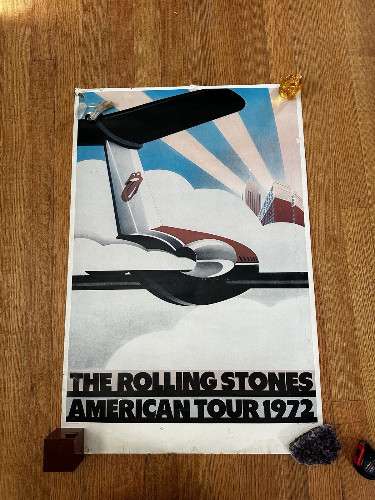 Original 1972 Rolling Stones American Tour Poster John Pasche 25×38 Vintage