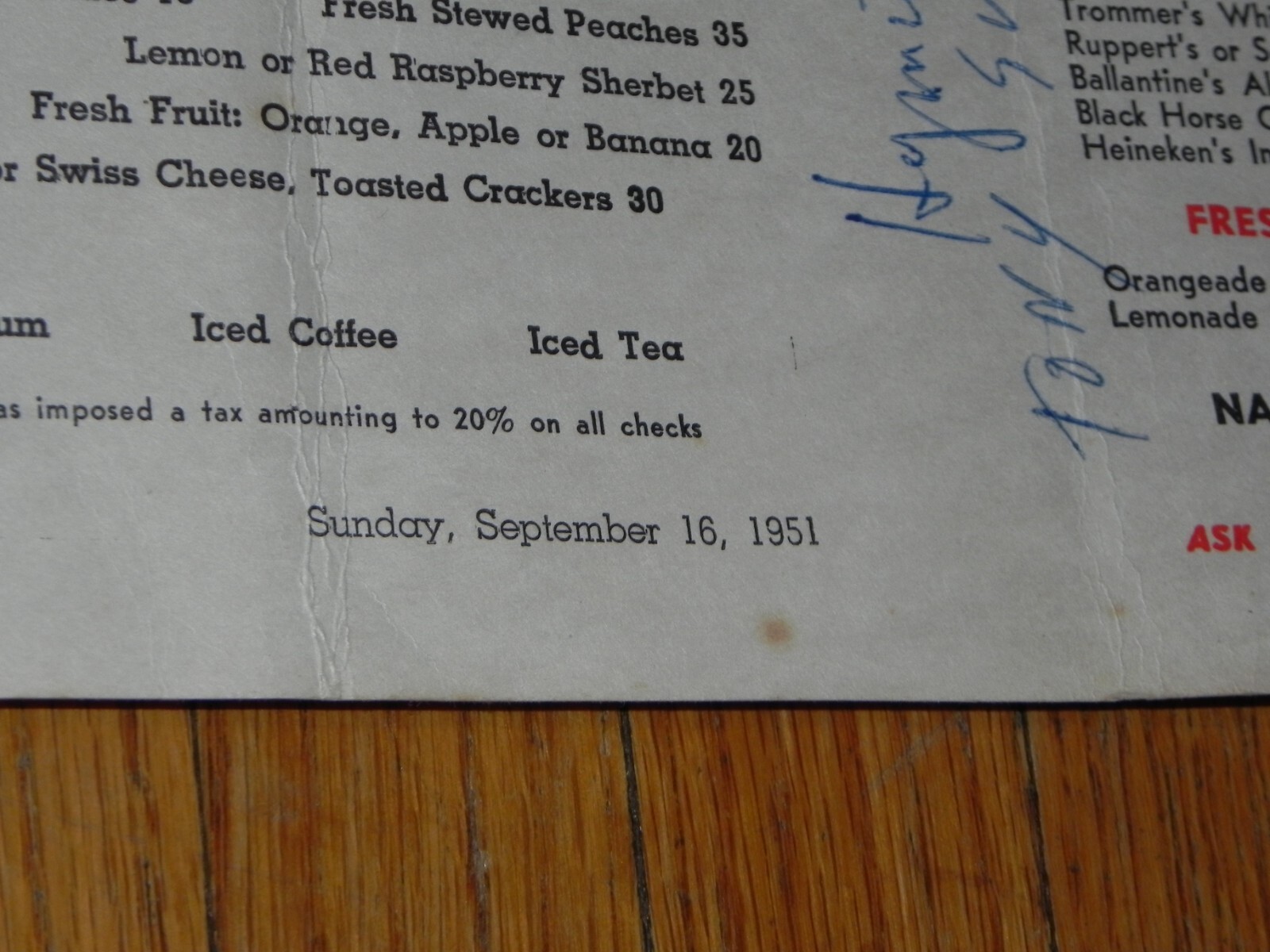 Vincent Lopez SIGNED 1951 Hotel Taft Grill Dinner Menu 7th Ave NYC New York