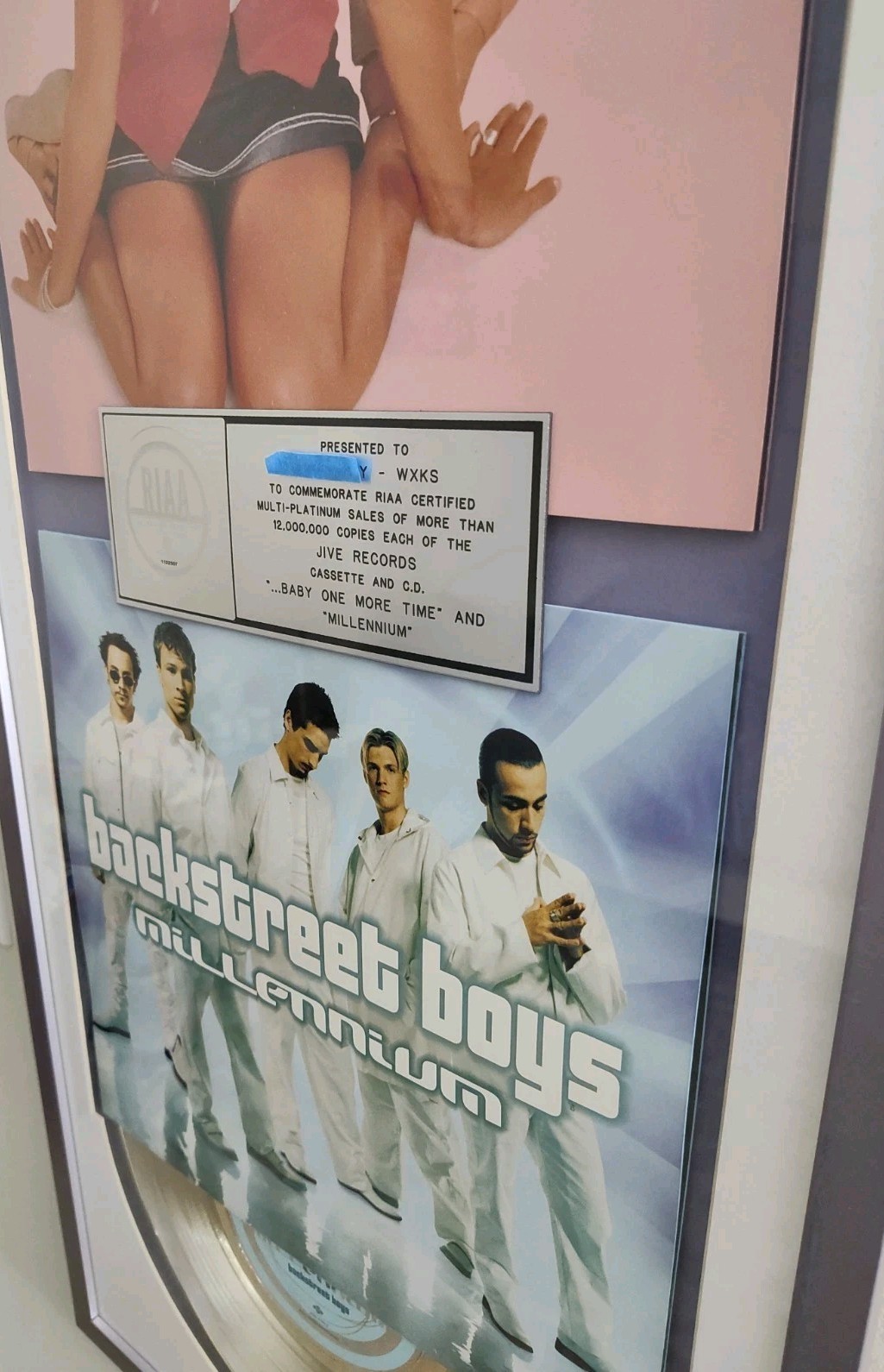 BACKSTREET BOYS & BRITNEY SPEARS RIAA 12M Platinum Record Award DUEL 16X39