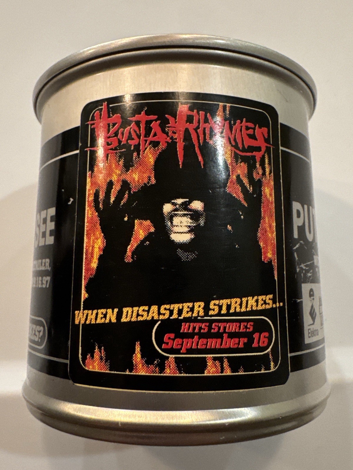 Busta Rhymes When Disaster Strikes 1997 Promo Tin Hip Hop Rap Memorabilia