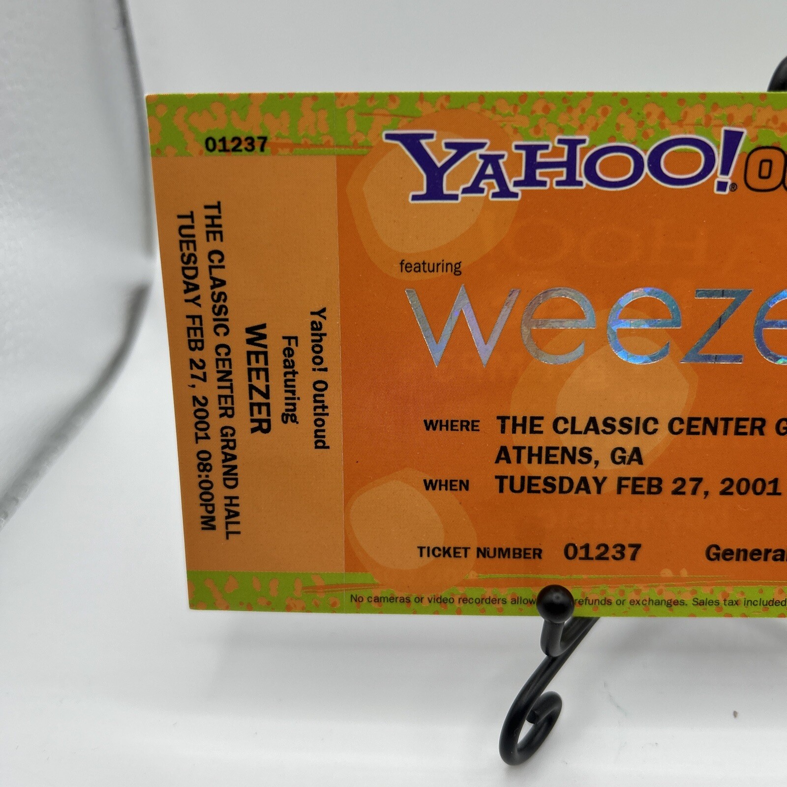 Weezer Concert Ticket Feb. 27, 2001 Classic Center Athens, Ga. The Get Up Kids