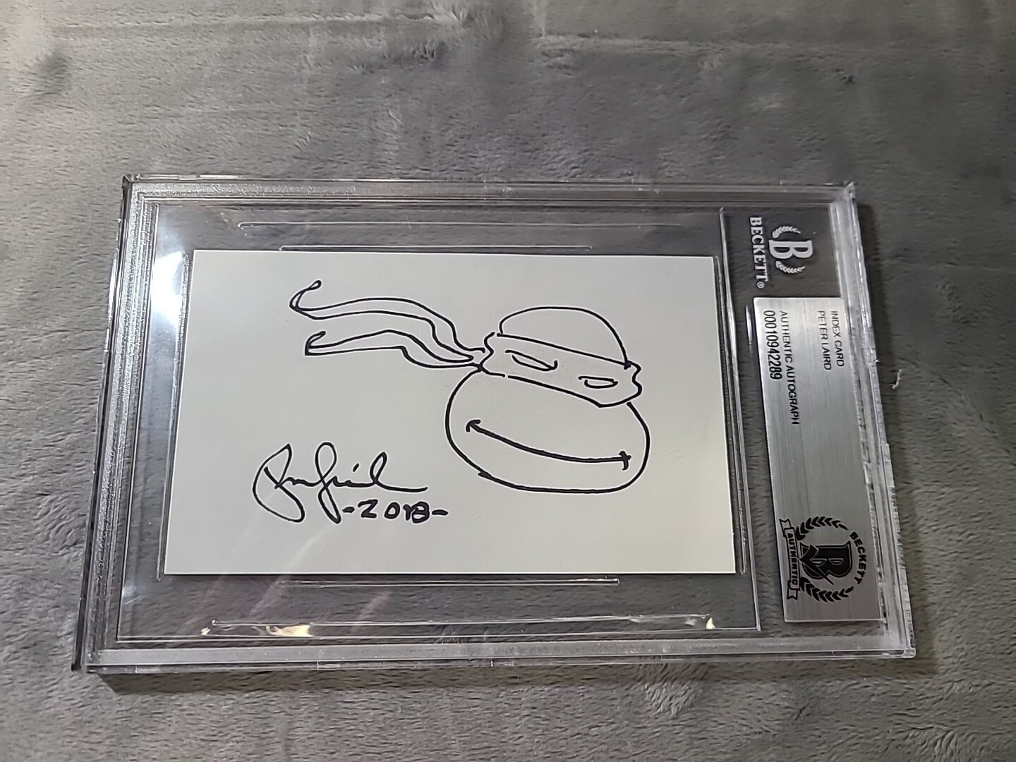 Peter Laird Signed Index Card BAS TMNT With Sketch Rare!!