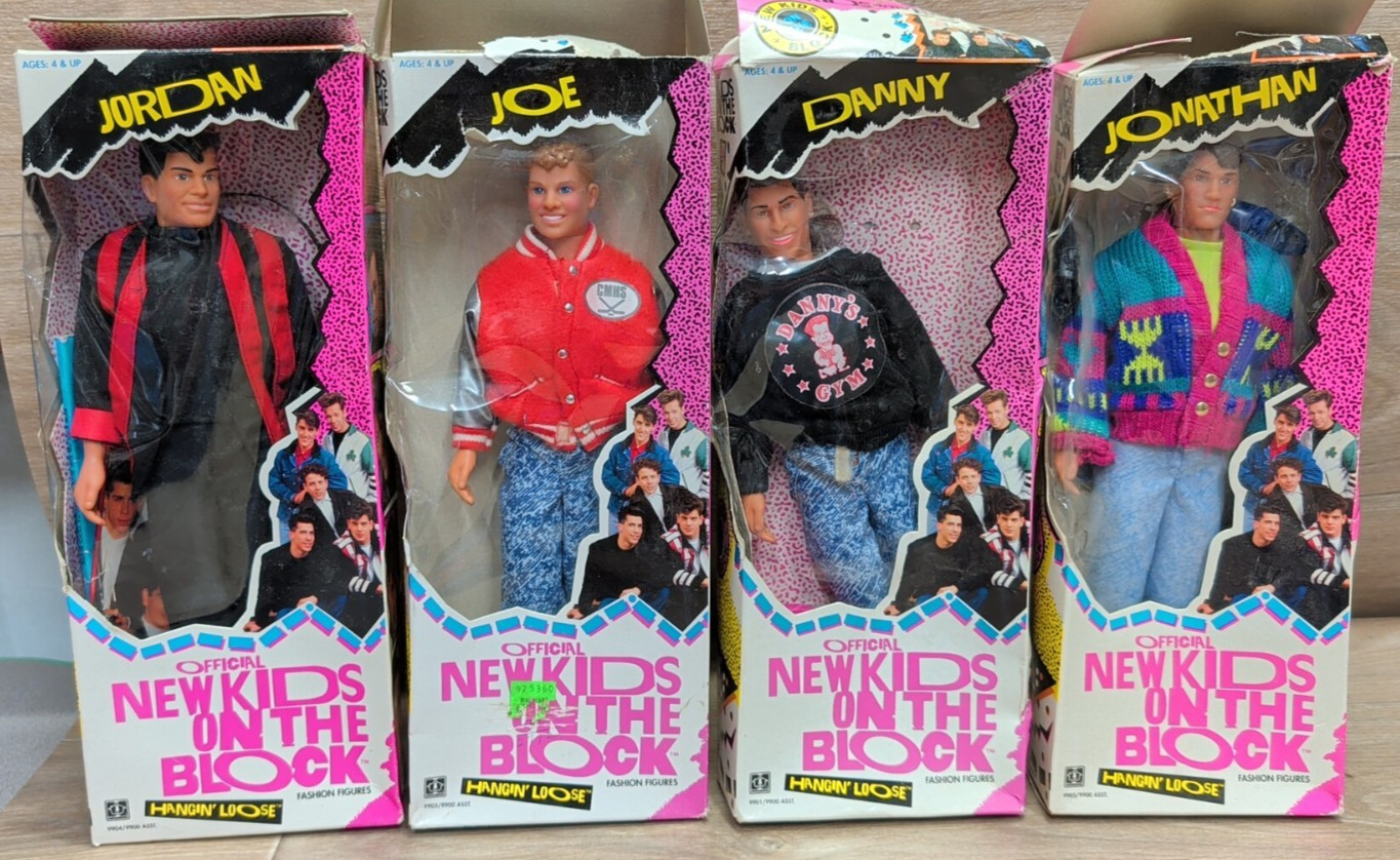 Lot of 4 1990 NKOTB Lot Hangin’ Loose Dolls Hasbro Vintage Boy Band Pop Culture