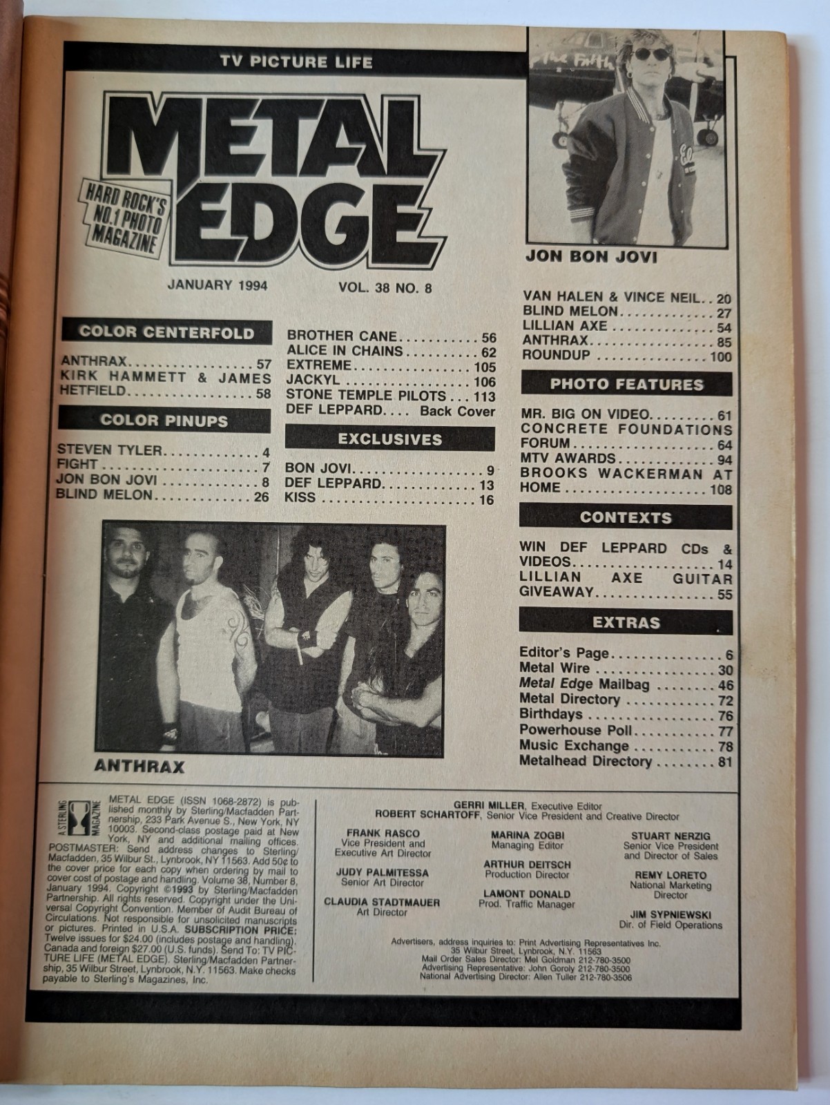 1994 January Metal Edge – Hard Rock Metal Music Magazine