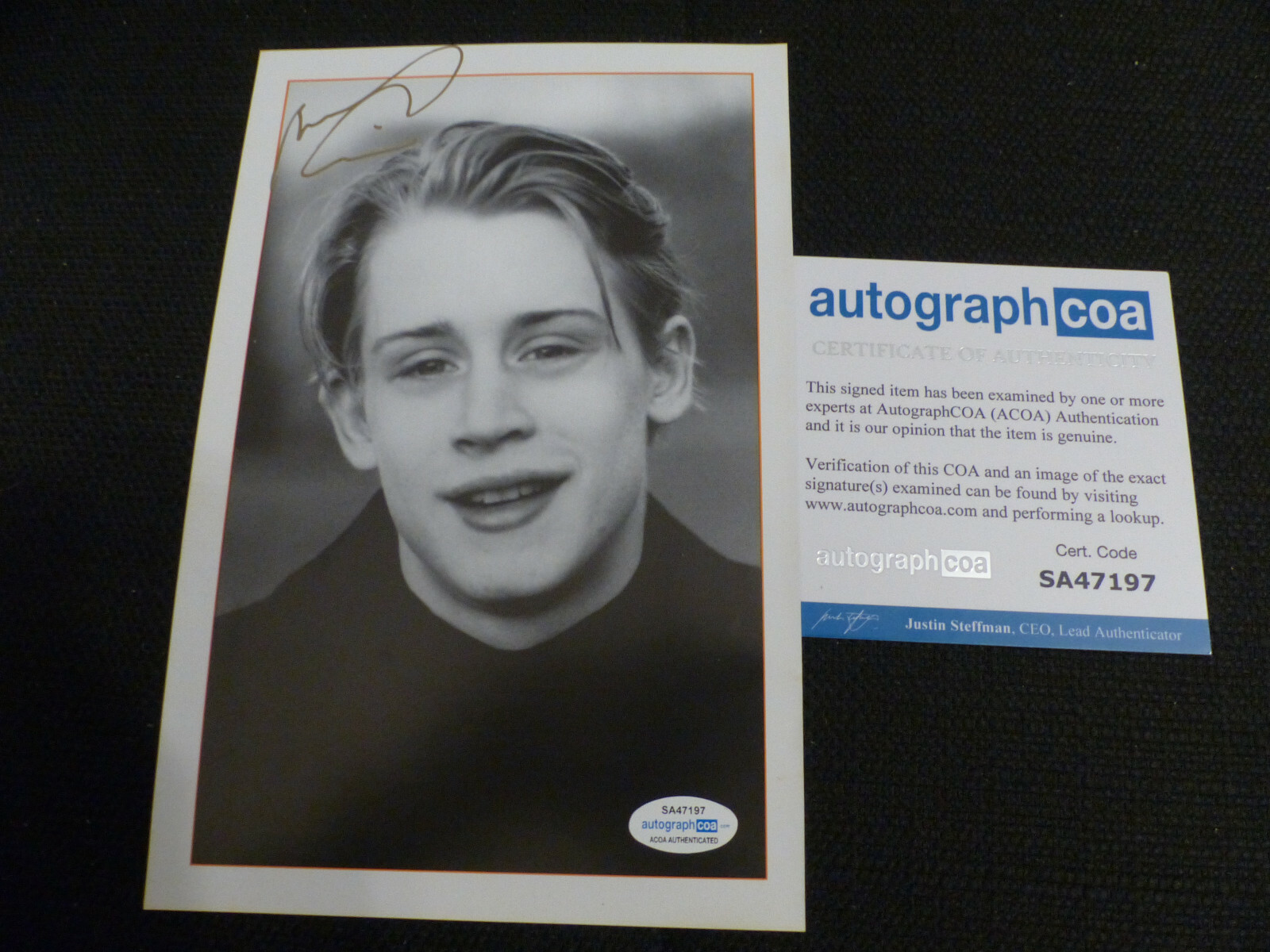 MACAULAY CULKIN signed 6.5×9.5 Photo InPerson 2001 in London ACOA SCARCE!!