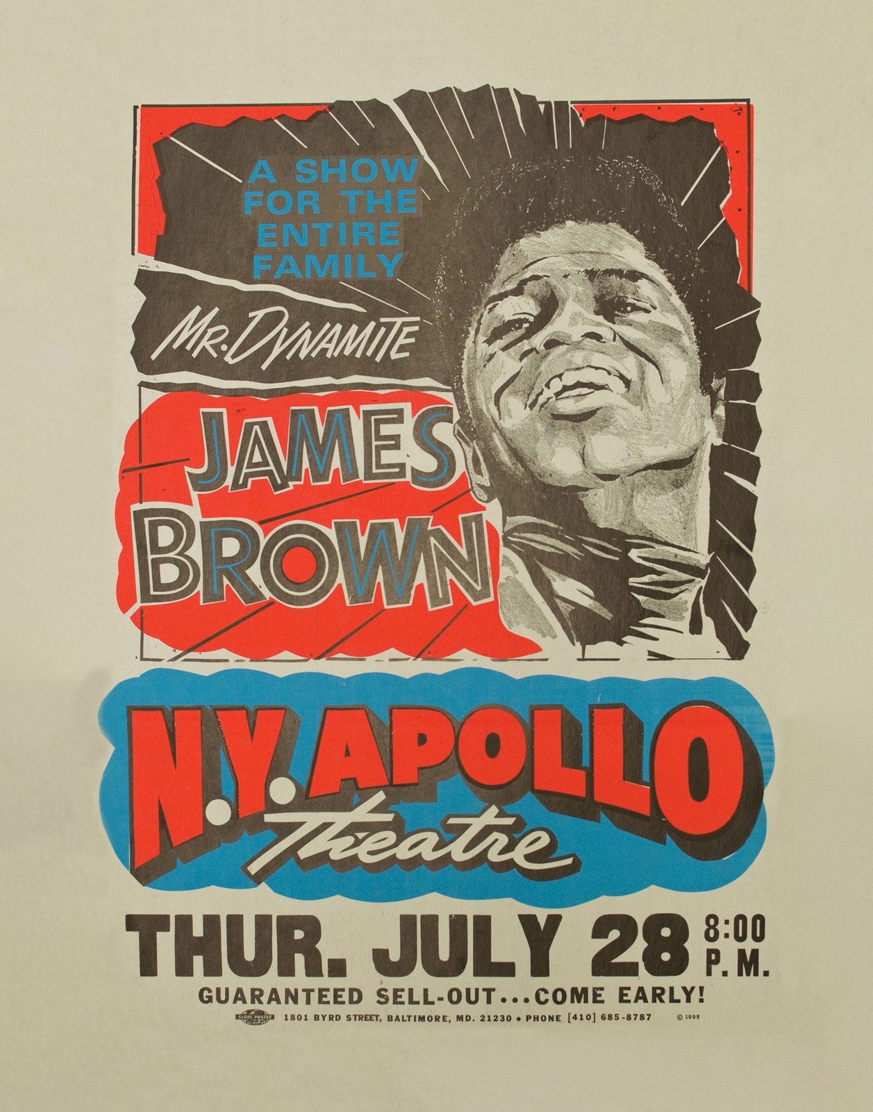 James Brown at Apollo Theatre Mini 13″ X 19″ Concert Poster only or Framed