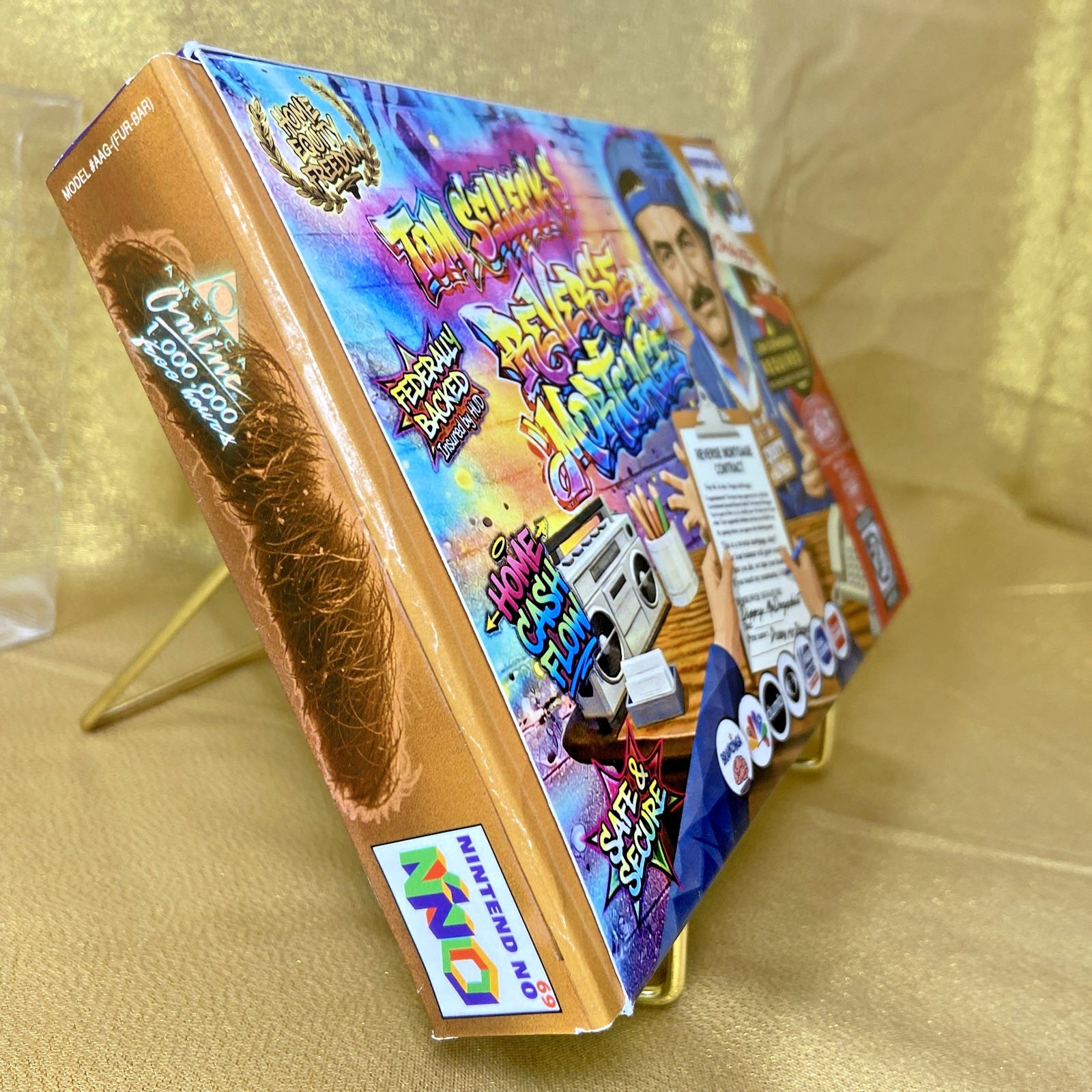 Tom Selleck Reverse Mortgage GOLD w/ contract Nintendo 64 style collectible
