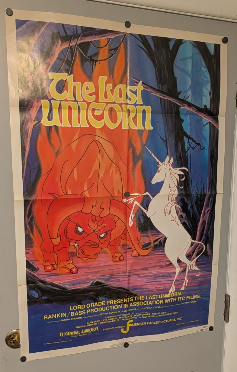 The Last Unicorn – Original 1982 One Sheet Movie Poster Litho 27″ x 41″ Folded